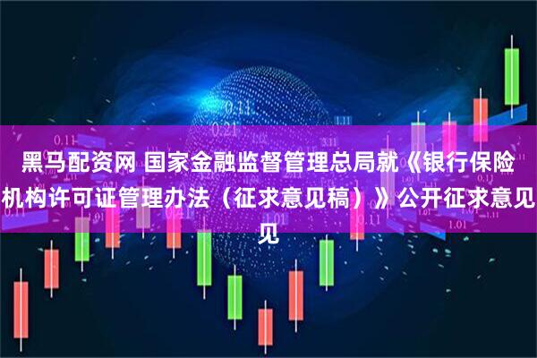 黑马配资网 国家金融监督管理总局就《银行保险机构许可证管理办法(征求意见稿)》公开征求意见